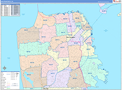 San Francisco Wall Map Color Cast Style 2026